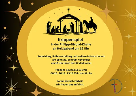 Auf dem Bild sieht Einladung zum Krippenspiel